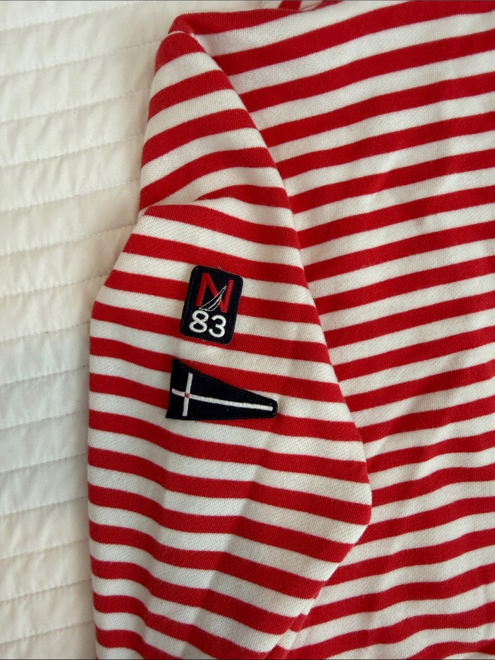Nautica Red and White Striped Hooded Sweatshirt - Picture 13 of 15